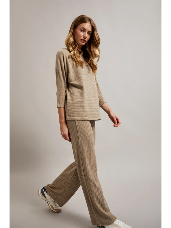 Moodo Ребрести панталони с метален нишки бежови Moodo
