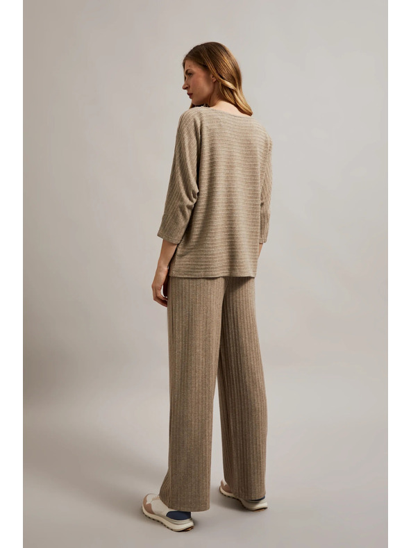 Moodo Ребрести панталони с метален нишки бежови Moodo