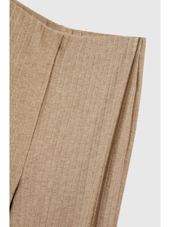 Moodo Ребрести панталони с метален нишки бежови Moodo