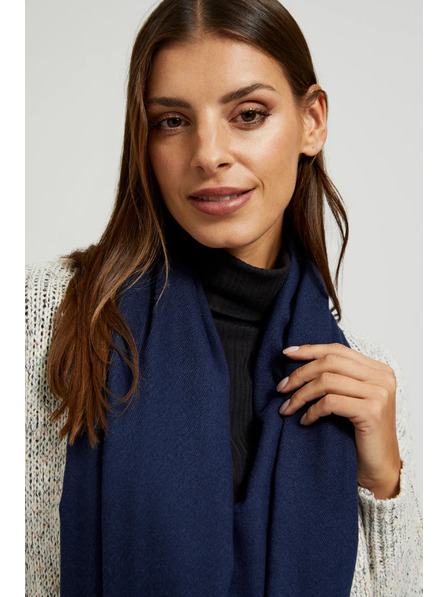 Moodo Гладък тъмносин шал с ресни Moodo