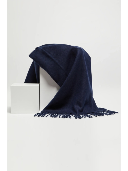 Moodo Гладък тъмносин шал с ресни Moodo