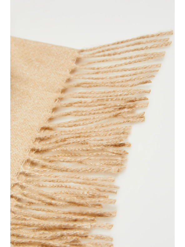 Moodo Гладък бежов шал с ресни Moodo