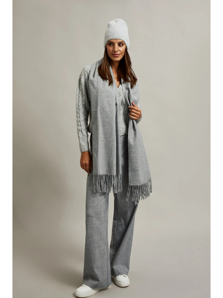 Moodo Гладък светлосив шал с ресни Moodo