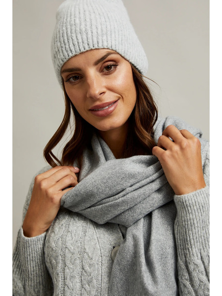 Moodo Гладък светлосив шал с ресни Moodo