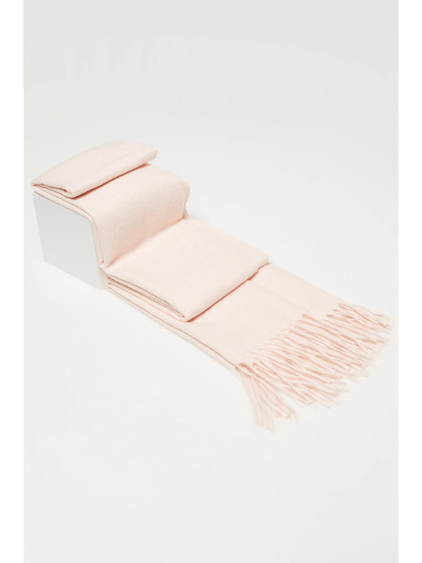 Moodo Гладък розов шал с ресни Moodo