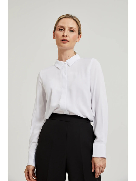 Moodo Вискозна риза с яка бяла Moodo