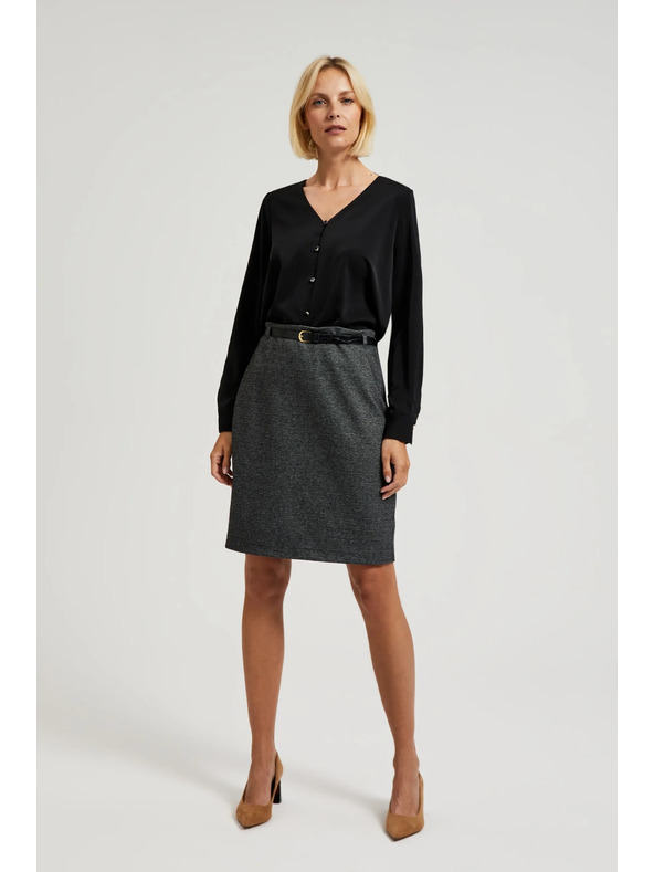 Moodo Гладка риза с декоративни копчета черна Moodo