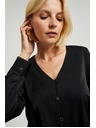 Moodo Гладка риза с декоративни копчета черна Moodo