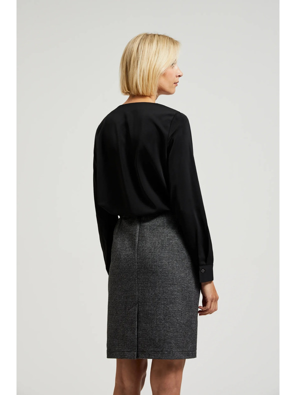 Moodo Гладка риза с декоративни копчета черна Moodo