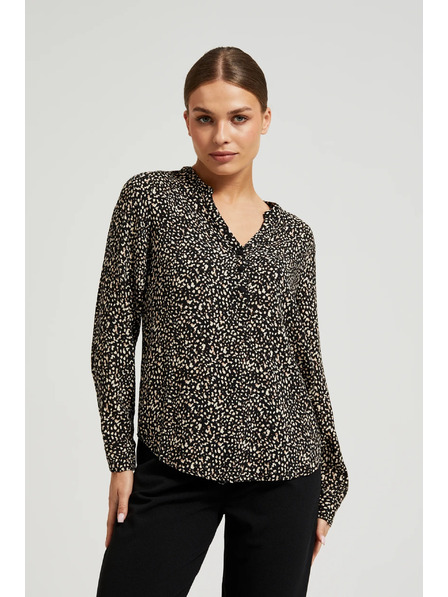 Moodo Щампована риза с дълги ръкави черна Moodo