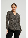 Moodo Щампована риза с дълги ръкави черна Moodo