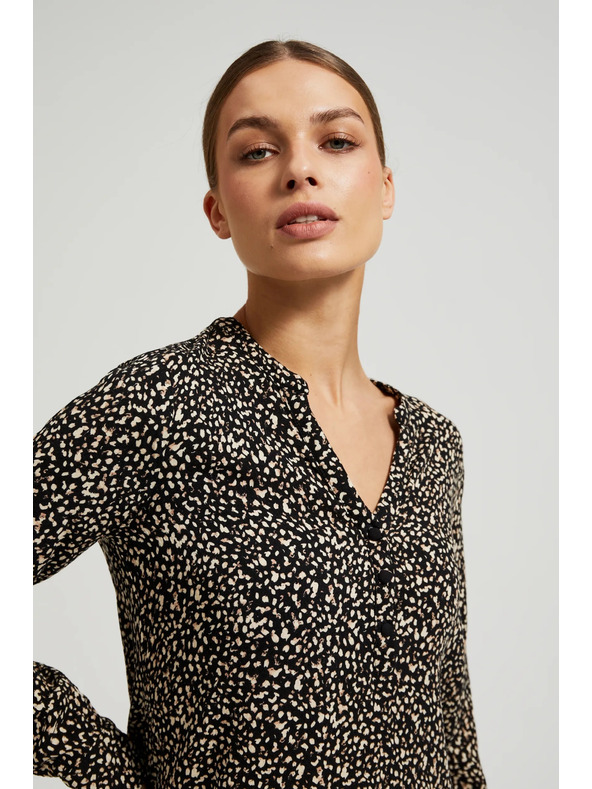 Moodo Щампована риза с дълги ръкави черна Moodo