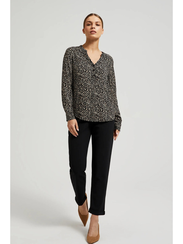 Moodo Щампована риза с дълги ръкави черна Moodo