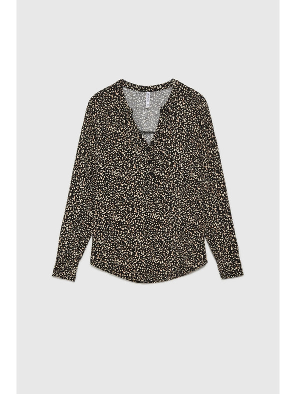 Moodo Щампована риза с дълги ръкави черна Moodo