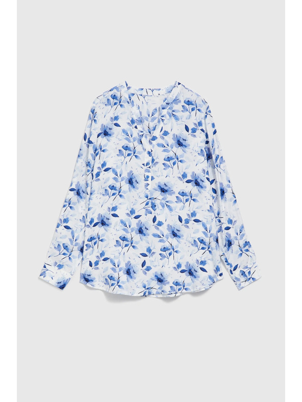 Moodo Бяла риза с флорален принт и дълги ръкави Moodo