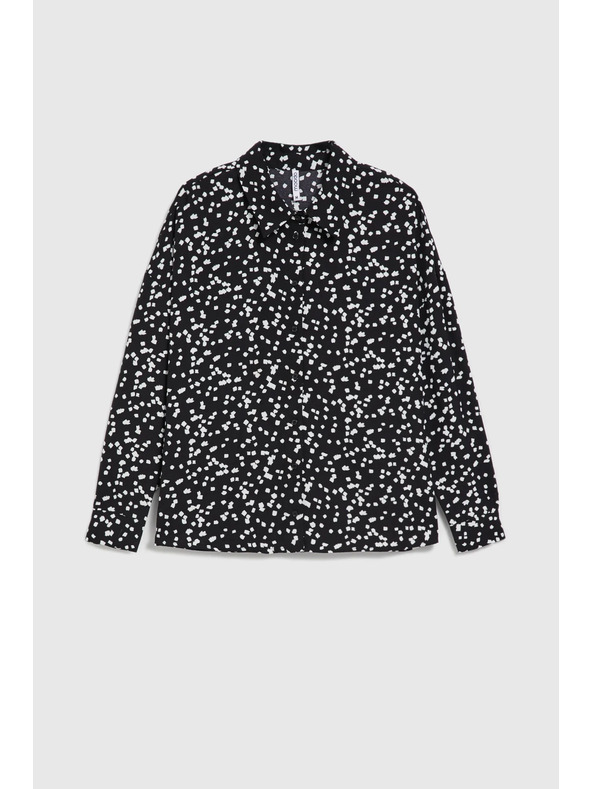 Moodo Черна риза с принт и яка Moodo