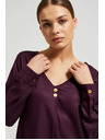 Moodo Лилава риза с V-образно деколте и декоративни копчета Moodo