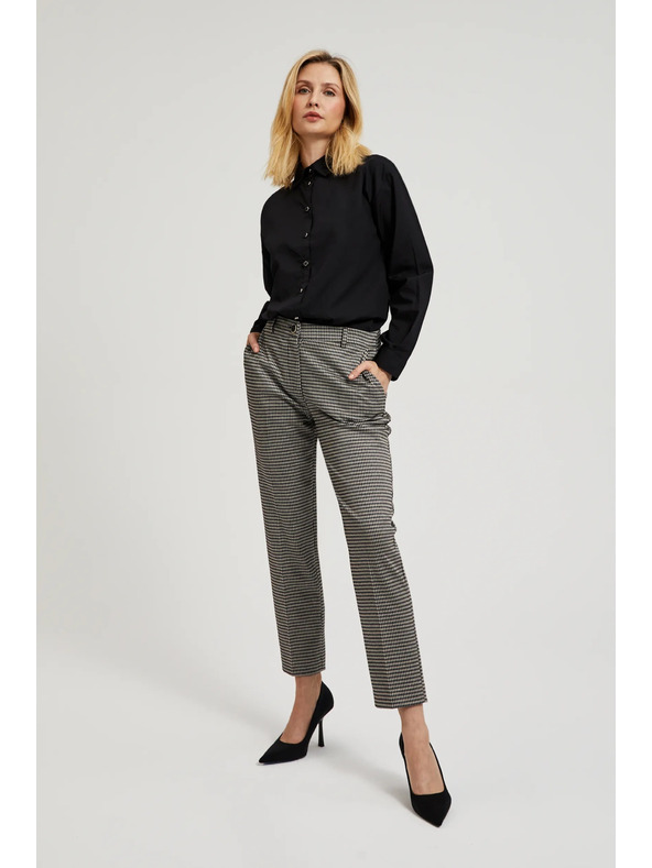 Moodo Гладка черна риза с дълъг ръкав Moodo