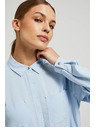 Moodo Вискозна светлосиня риза с джобове Moodo