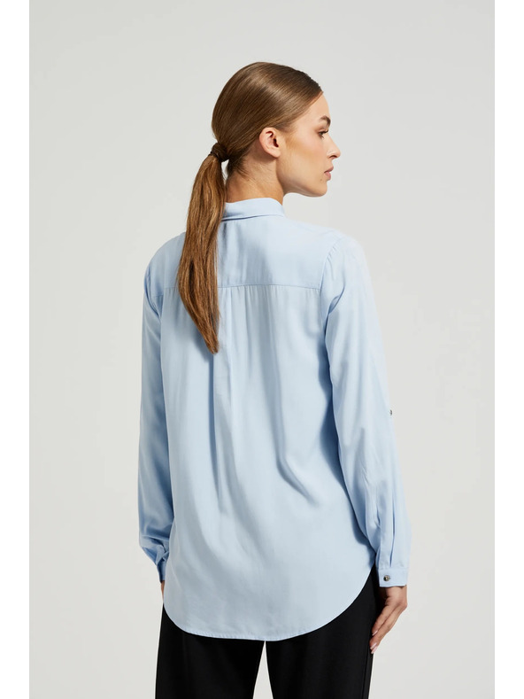 Moodo Вискозна светлосиня риза с джобове Moodo