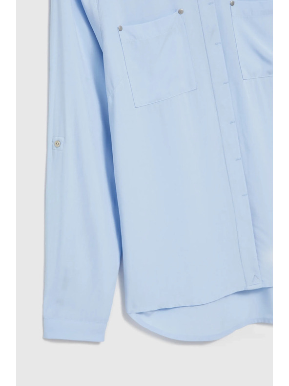 Moodo Вискозна светлосиня риза с джобове Moodo