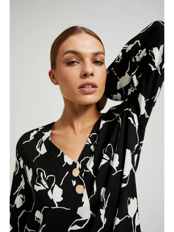 Moodo Черна риза с цветен принт Moodo