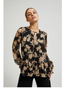 Moodo Черна риза с бежов принт Moodo