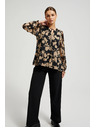 Moodo Черна риза с бежов принт Moodo