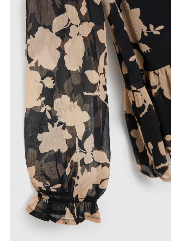 Moodo Черна риза с бежов принт Moodo