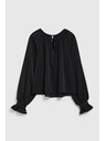 Moodo Черна риза с набрани ръкави и вързано деколте Moodo