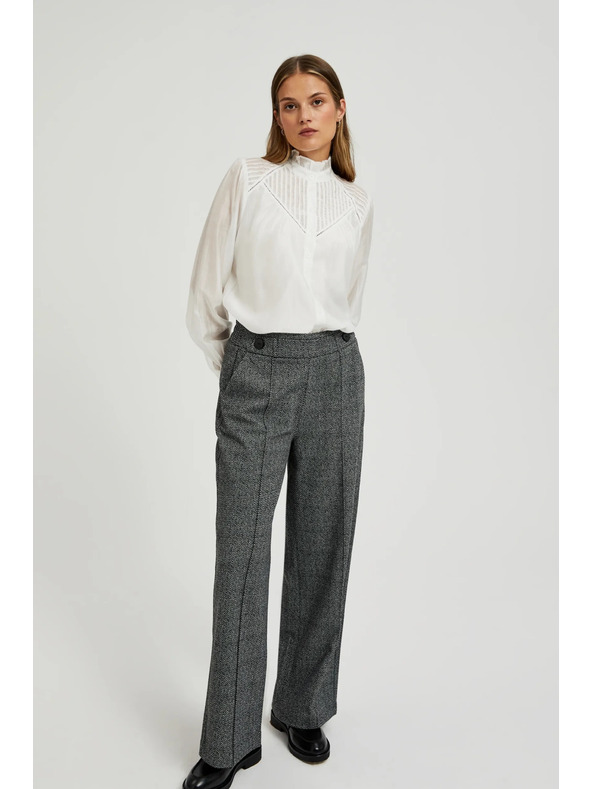 Moodo Бяла памучна блуза с воланти Moodo