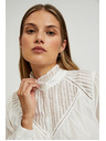 Moodo Бяла памучна блуза с воланти Moodo