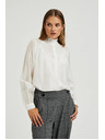 Moodo Бяла памучна блуза с воланти Moodo