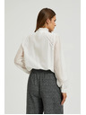 Moodo Бяла памучна блуза с воланти Moodo