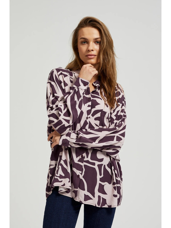 Moodo Вискозна риза с лилав принт Moodo