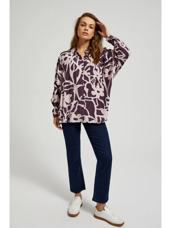 Moodo Вискозна риза с лилав принт Moodo