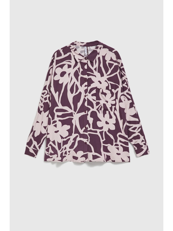 Moodo Вискозна риза с лилав принт Moodo