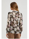 Moodo Плисирана черна риза с цветален принт и балонни ръкави Moodo
