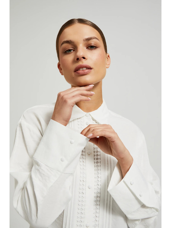 Moodo Елегантна вискозна бяла риза Moodo