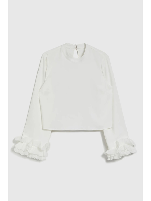 Moodo Бяла риза с воланти на ръкавите Moodo