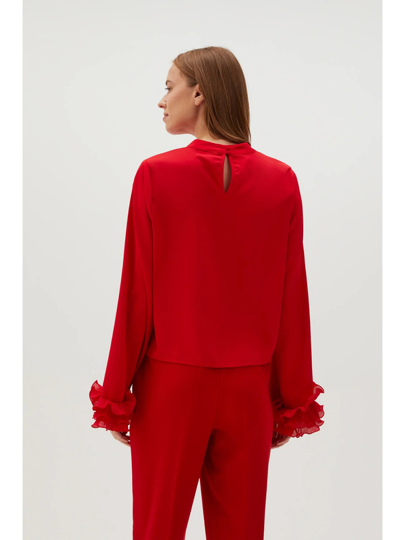 Moodo Червена риза с воланти на ръкавите Moodo