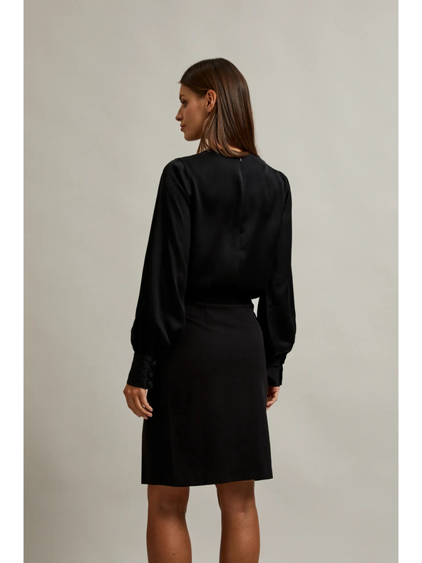 Moodo Елегантна черна риза с набрани ръкави Moodo