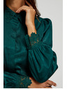 Moodo Зелена риза с дантела по маншетите и яката Moodo