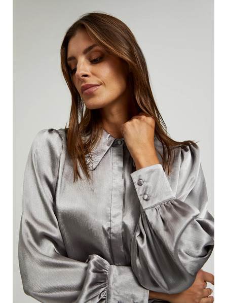 Moodo Сребриста риза с набрани ръкави Moodo