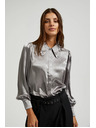 Moodo Сребриста риза с набрани ръкави Moodo