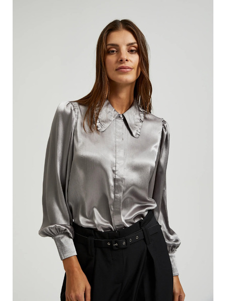 Moodo Сребриста риза с набрани ръкави Moodo