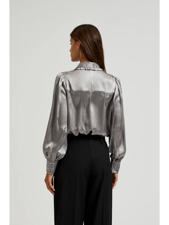 Moodo Сребриста риза с набрани ръкави Moodo