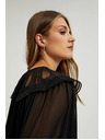 Moodo Черна риза с декоративно деколте Moodo