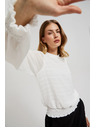 Moodo Елегантна бяла риза с набрани ръкави Moodo