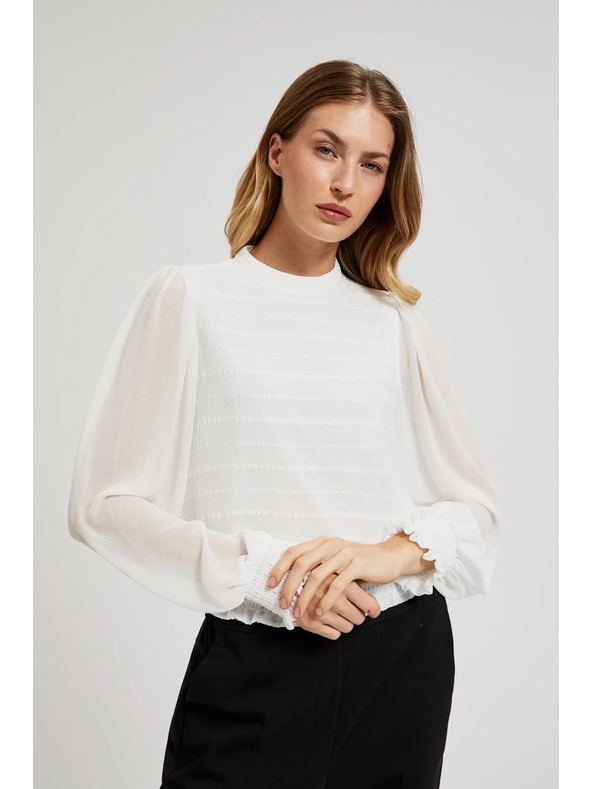 Moodo Елегантна бяла риза с набрани ръкави Moodo